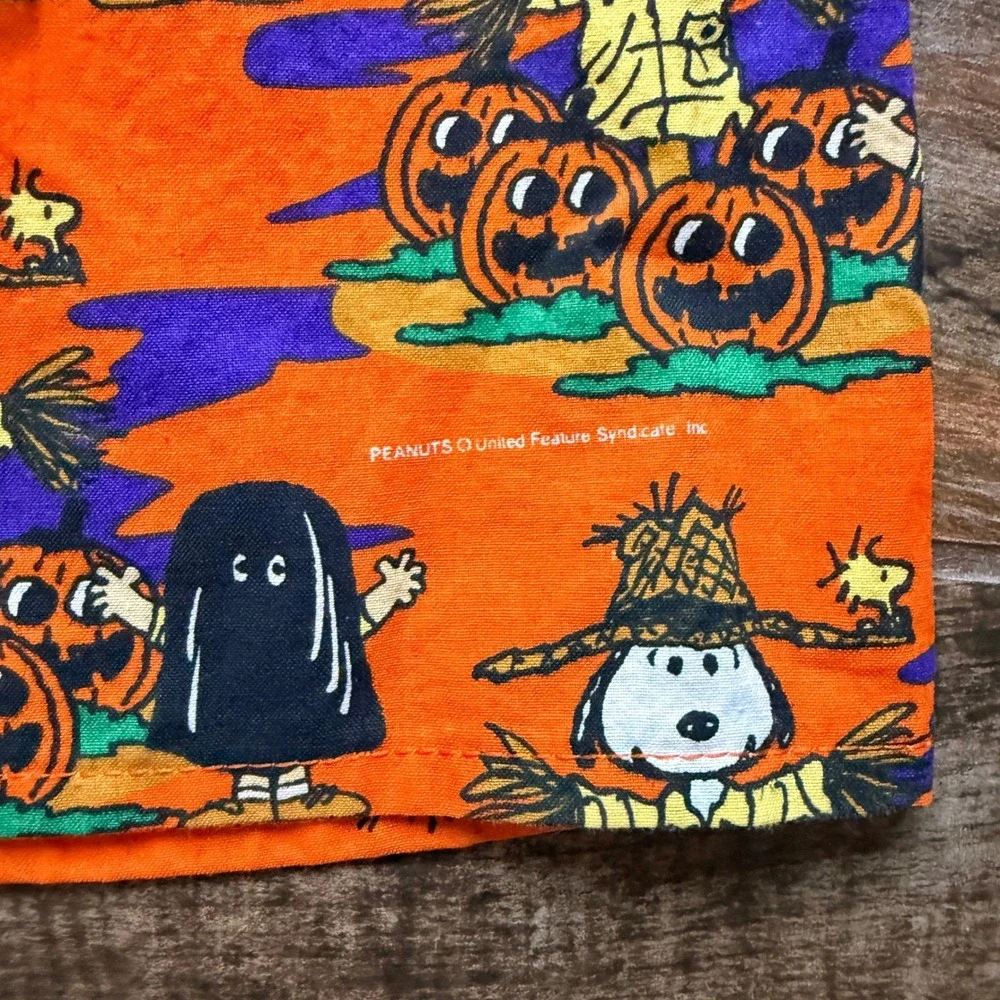Peanuts Sideline Apparel VTG Mens Halloween Snoopy Pumpkin Patch Shorts,Orange,L